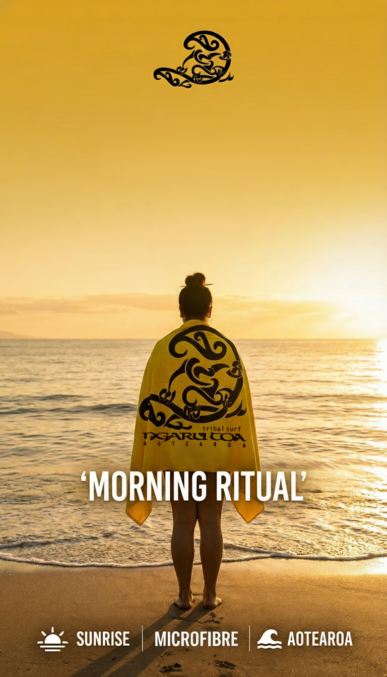 Beached Tribal Surf Microfibre Towel Ngaru Toa Aotearoa