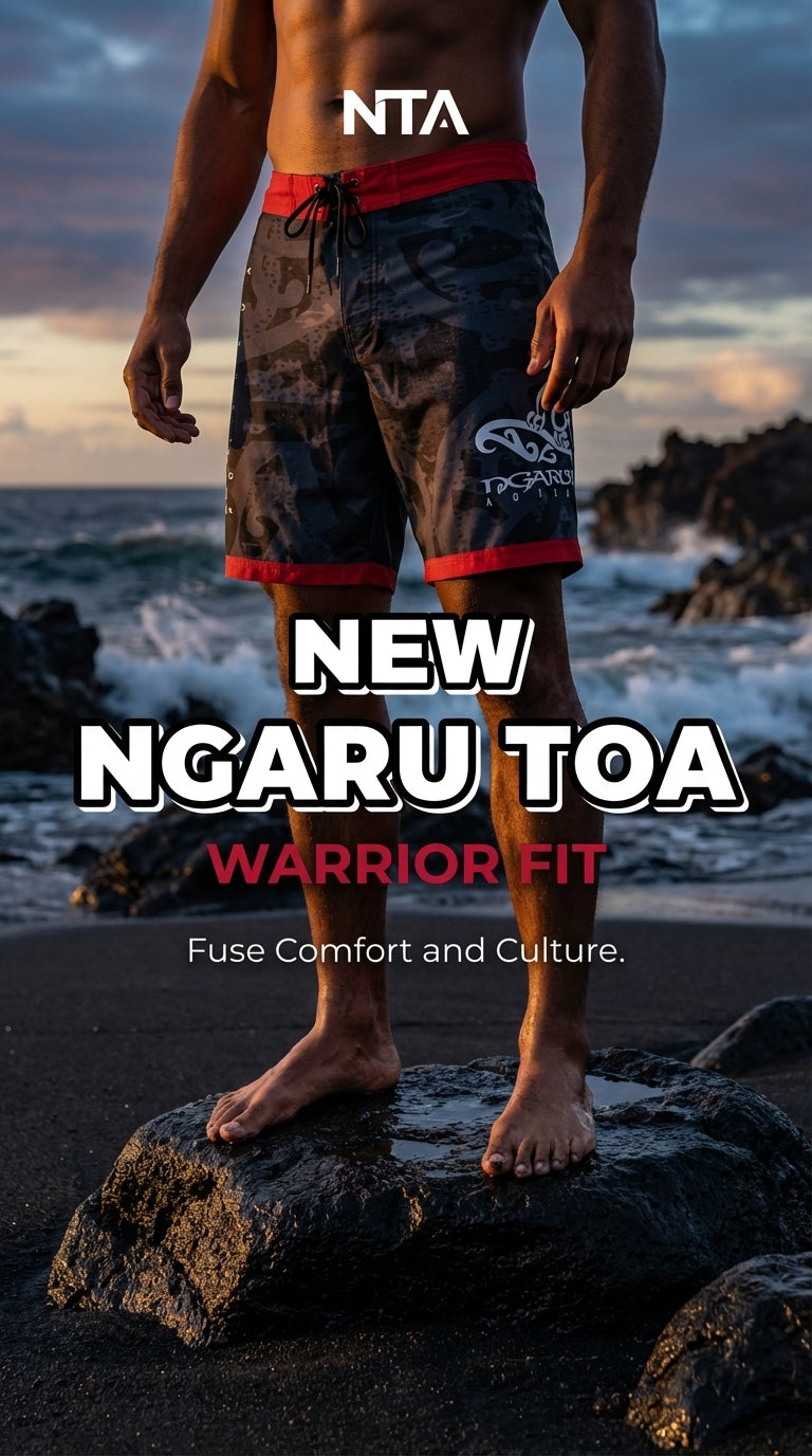 Discover Māori boardshorts from Ngaru Toa — where surf culture meets indigenous design. Rooted in Gisborne, NZ. Free shipping to Australia & New Zealand.