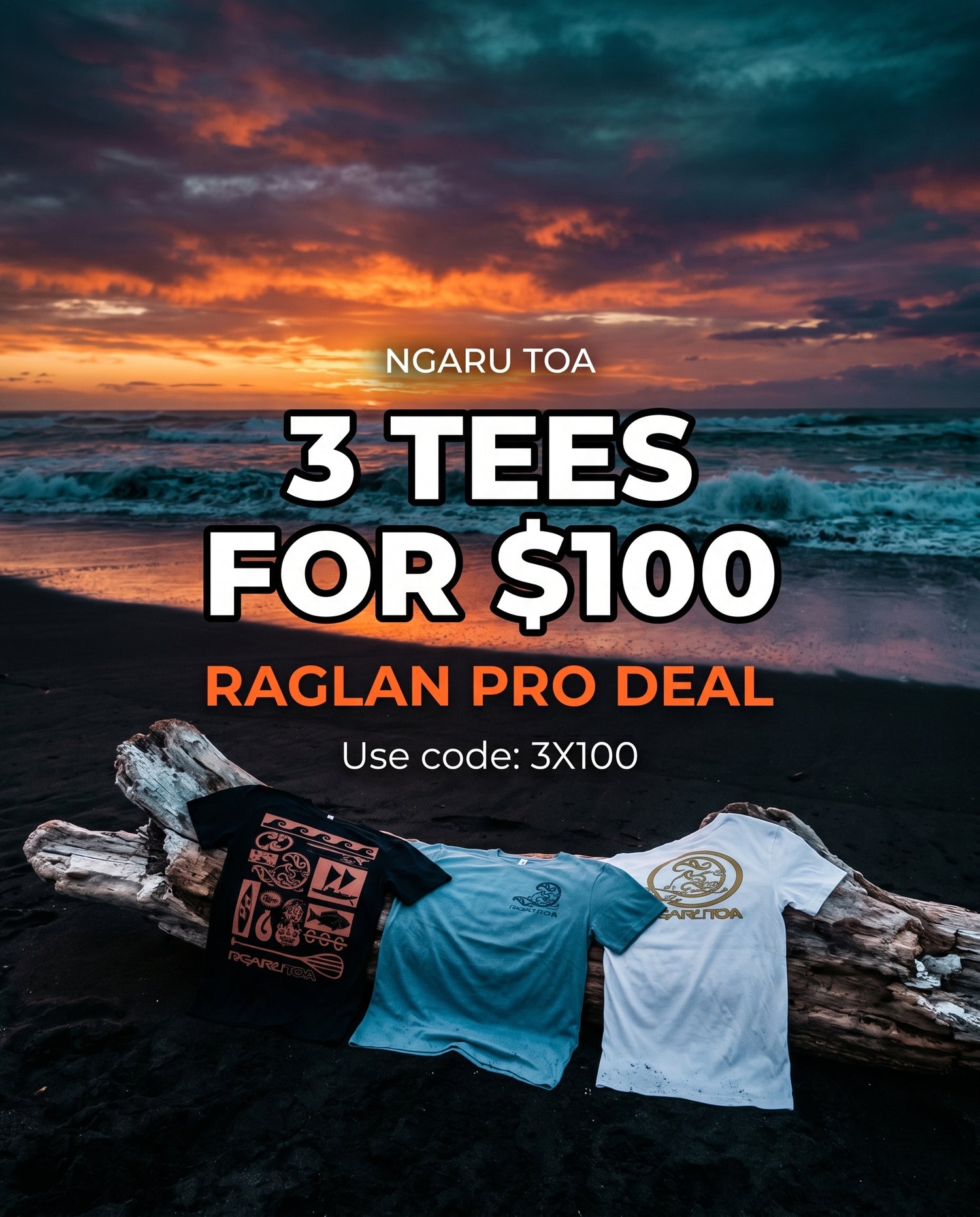 3-for-100-tees Ngaru Toa Aotearoa